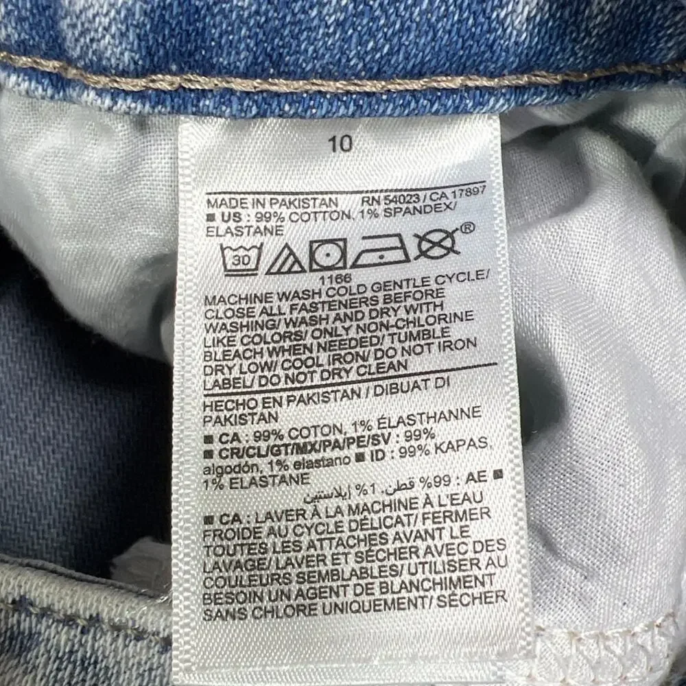Old Navy Jeans OG Straight High Rise Raw Hem Slit Acid Wash 10